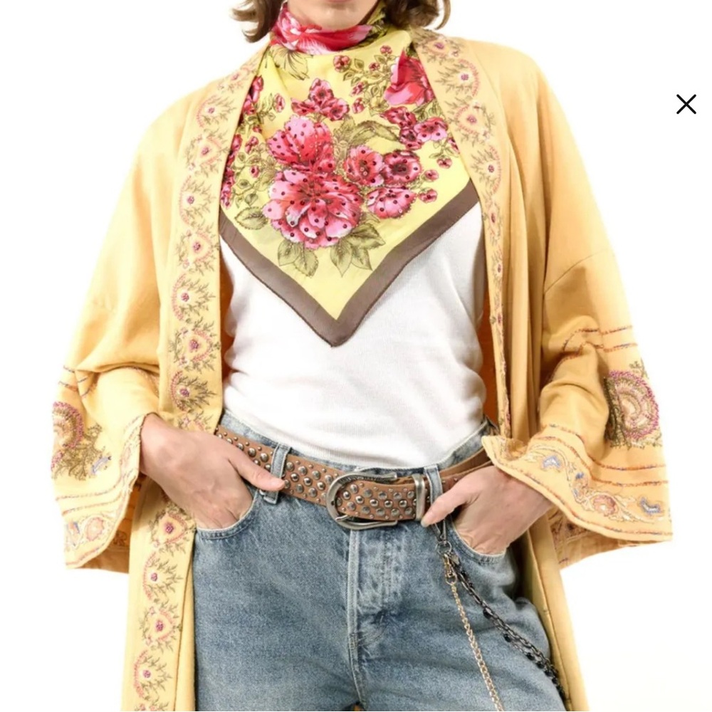 Aratta Yellow Floral Kimono Top